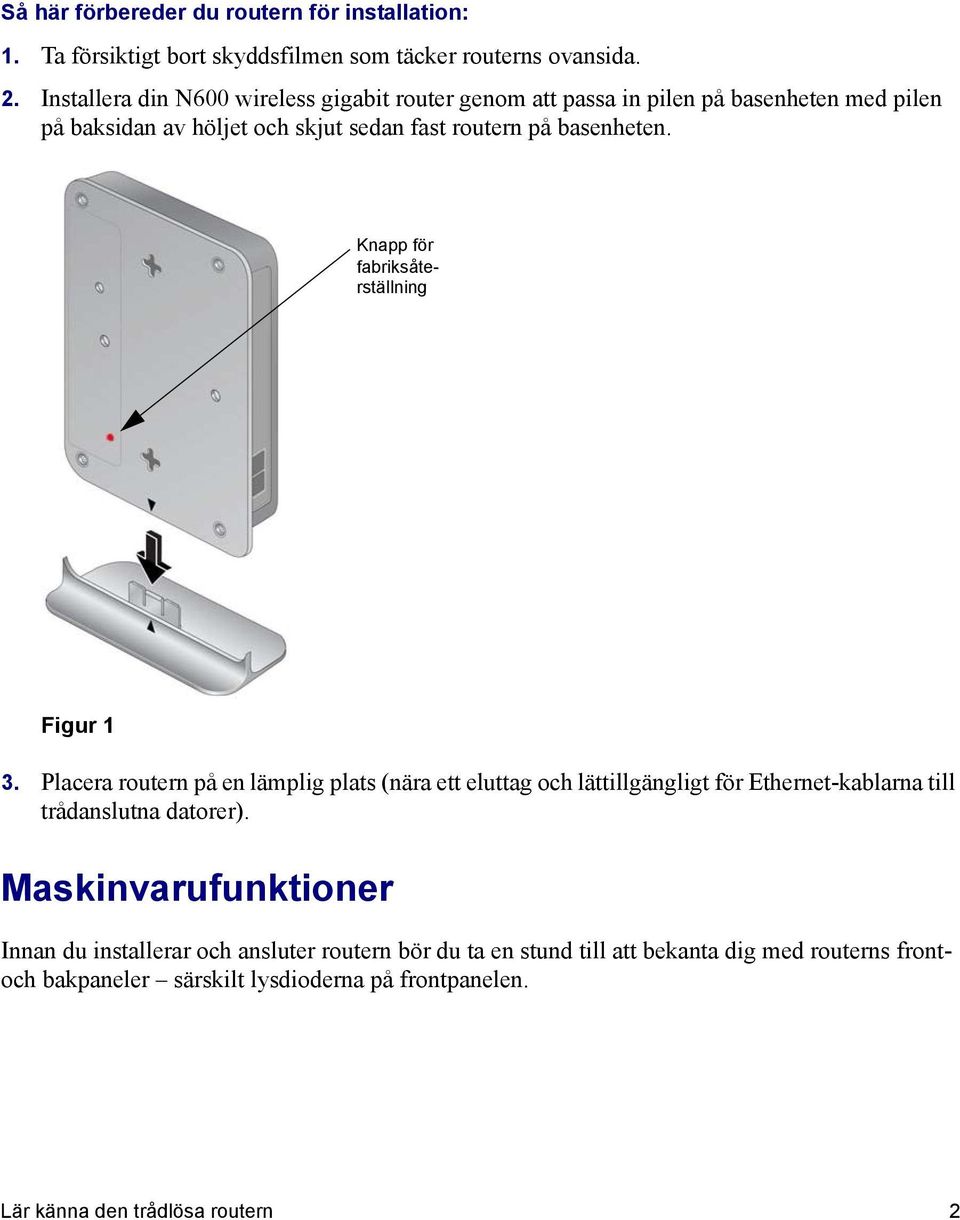 Knapp för fabriksåterställning Figur 1 3.