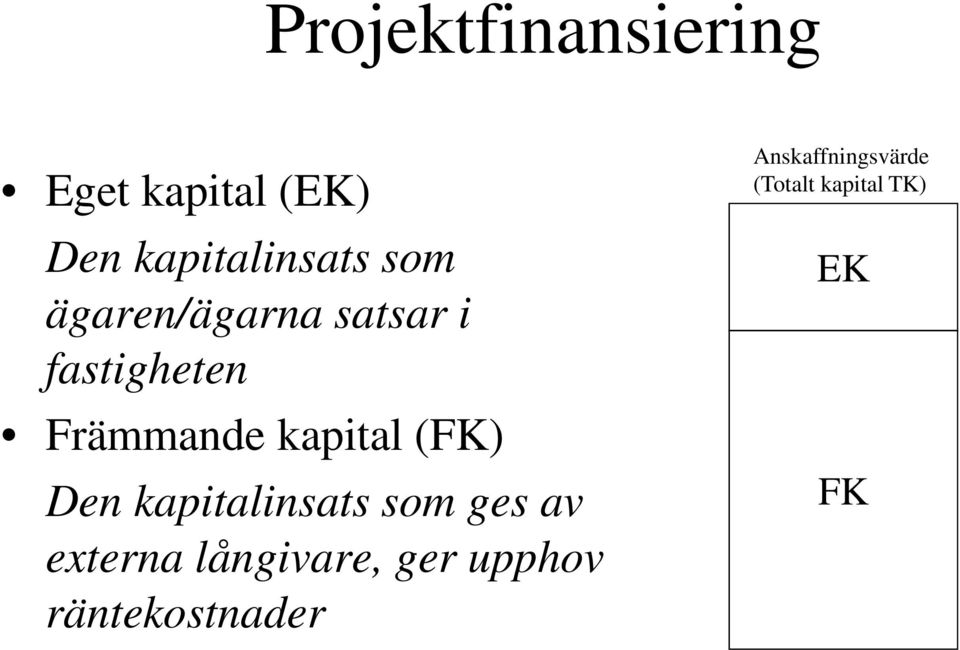 (FK) Den kapitalinsats som ges av externa långivare, ger