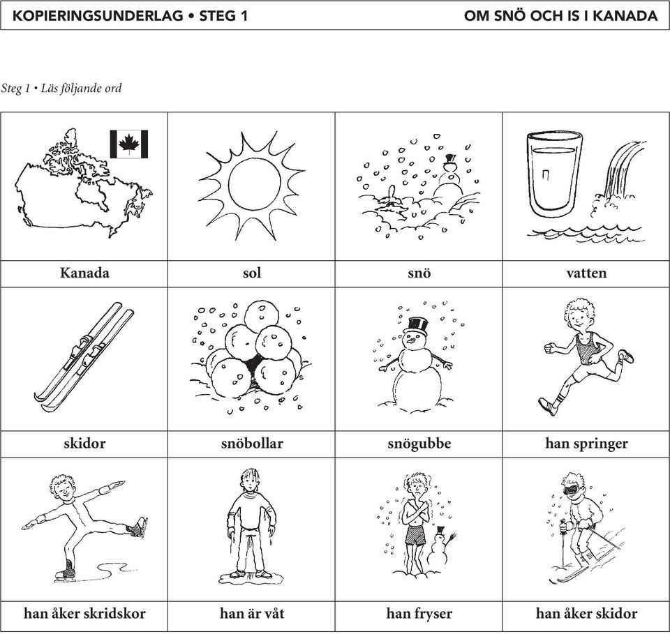 vatten skidor snöbollar snögubbe han springer