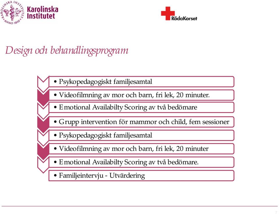 Emotional Availabilty Scoring av två bedömare Grupp intervention för mammor och child, fem