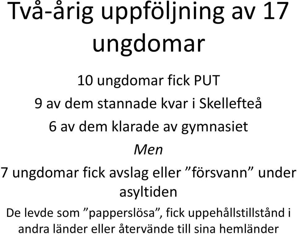 ungdomar fick avslag eller försvann under asyltiden De levde som