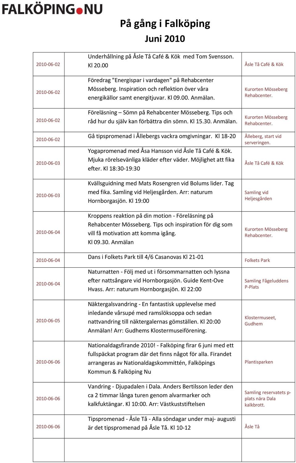 Mjuka rörelsevänliga kläder efter väder. Möjlighet att fika efter. Kl 18:30 19:30 Kvällsguidning med Mats Rosengren vid Bolums lider. Tag med fika. Samling vid Heljesgården.