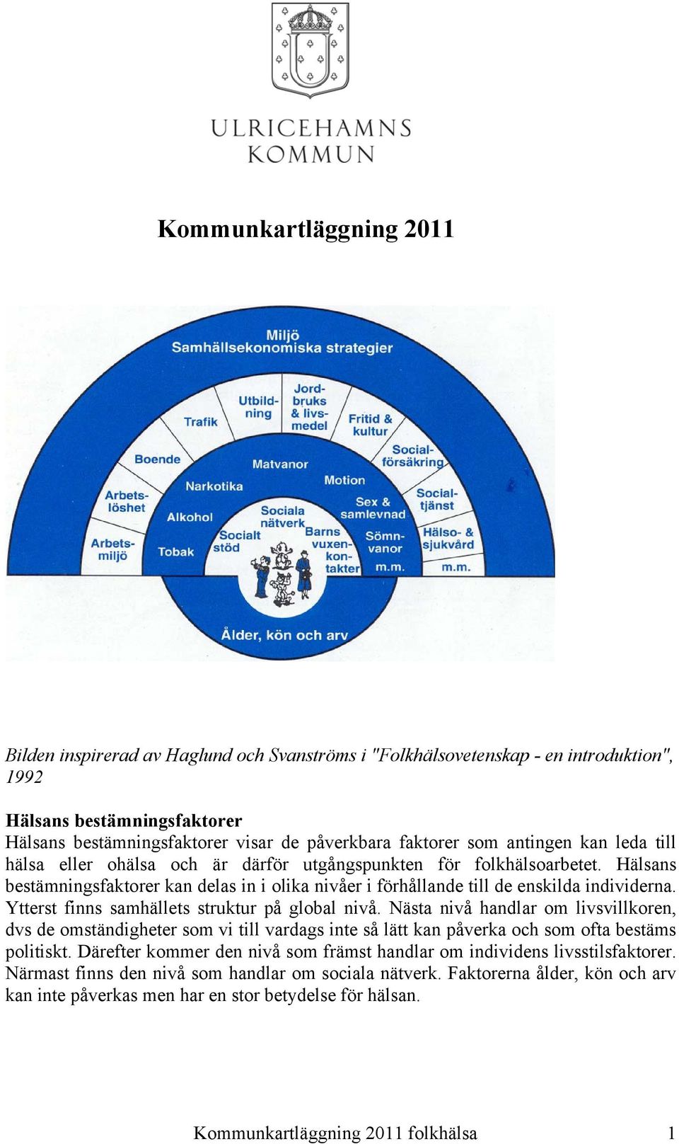 Ytterst finns samhälletss struktur på global nivå. Nästa nivå handlar om livsvillkoren, dvs de omständigheter som vi till vardags inte så lätt kan påverka och som ofta bestäms politiskt.