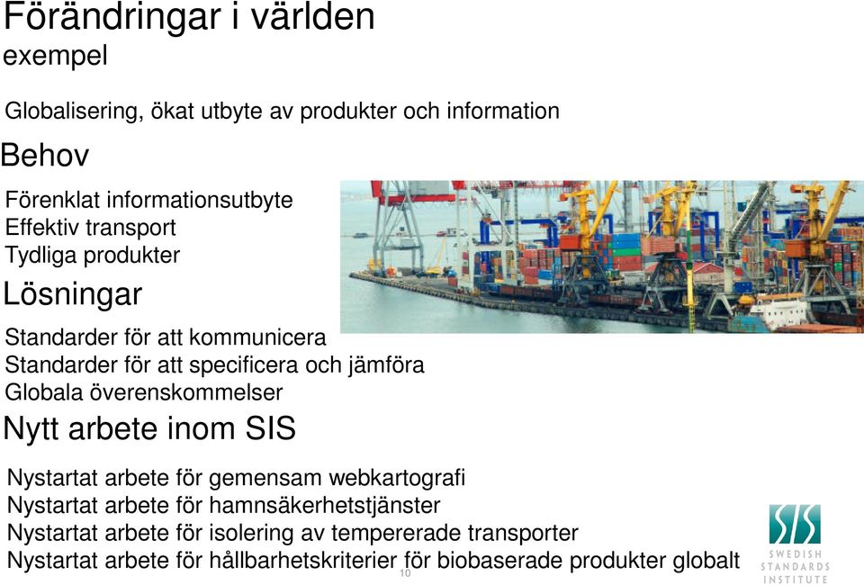 Globala överenskommelser Nytt arbete inom SIS Nystartat arbete för gemensam webkartografi Nystartat arbete för