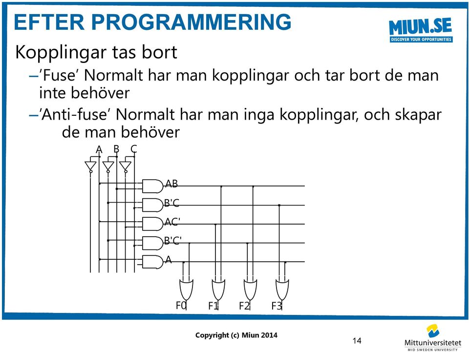 Anti-fuse Normalt har man inga kopplingar, och