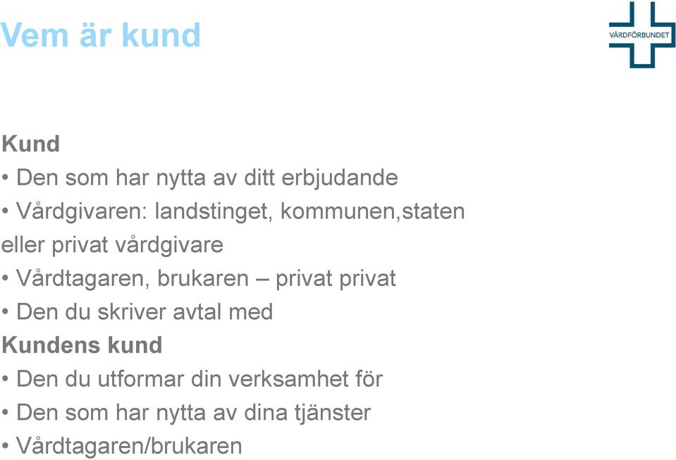 brukaren privat privat Den du skriver avtal med Kundens kund Den du
