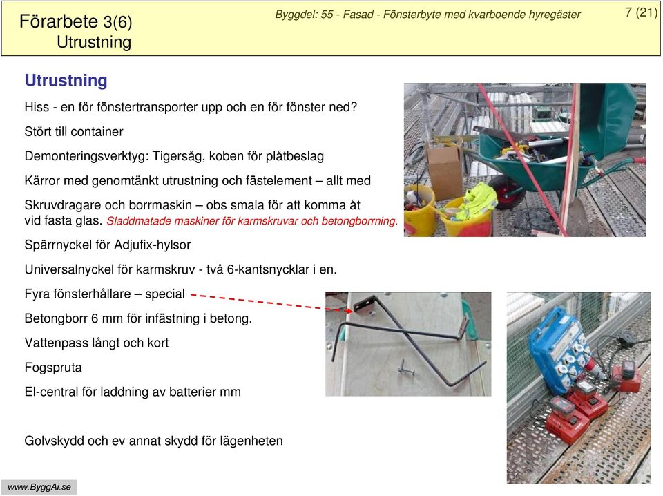 att komma åt vid fasta glas. Sladdmatade maskiner för karmskruvar och betongborrning. Spärrnyckel för Adjufix-hylsor Universalnyckel för karmskruv - två 6-kantsnycklar i en.