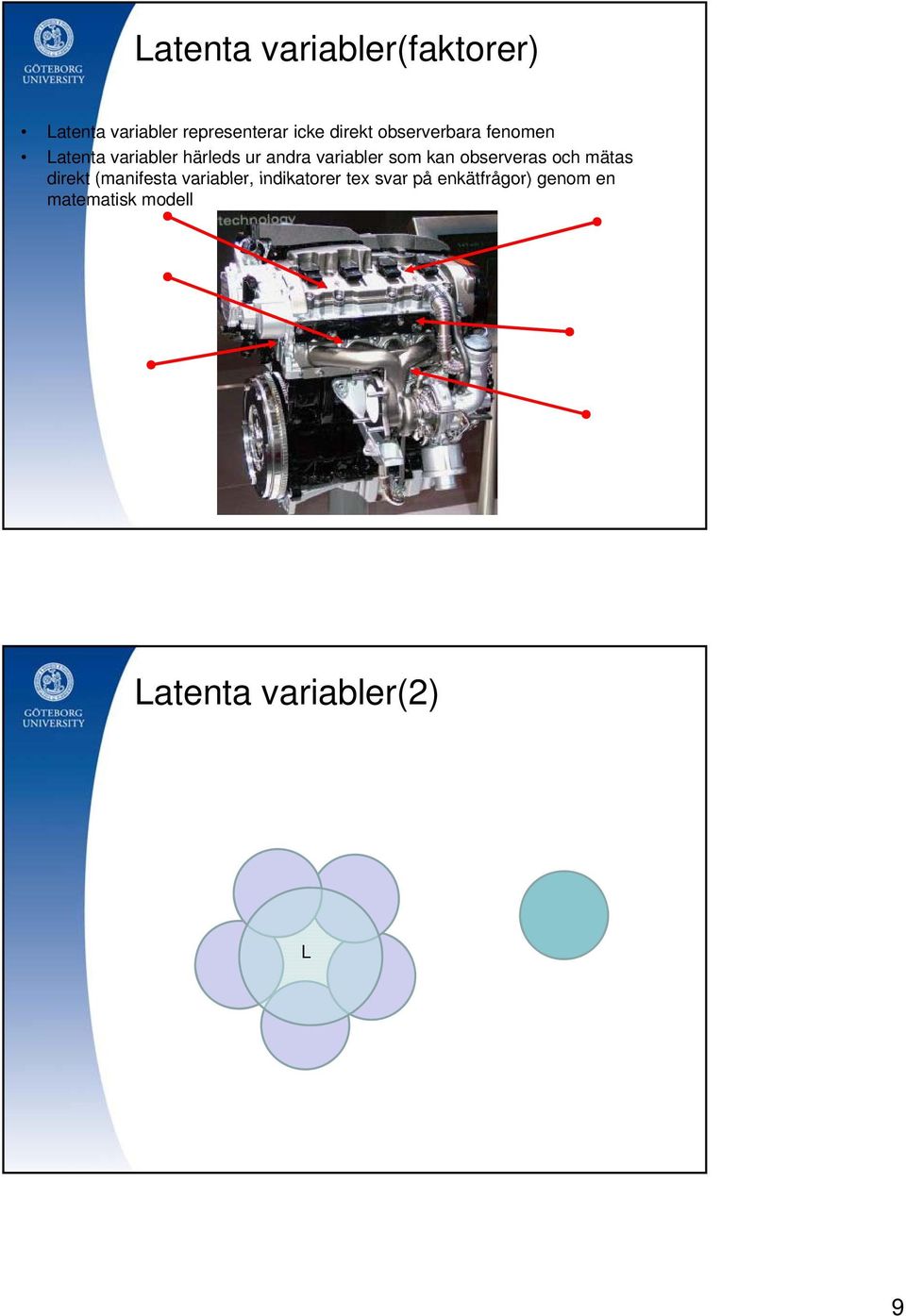 variabler som kan observeras och mätas direkt (manifesta variabler,