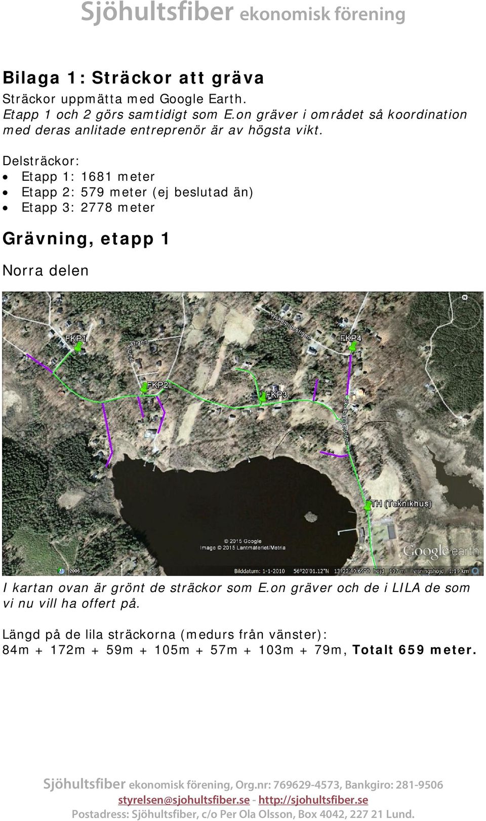 Delsträckor: Etapp 1: 1681 meter Etapp 2: 579 meter (ej beslutad än) Etapp 3: 2778 meter Grävning, etapp 1 Norra delen I kartan