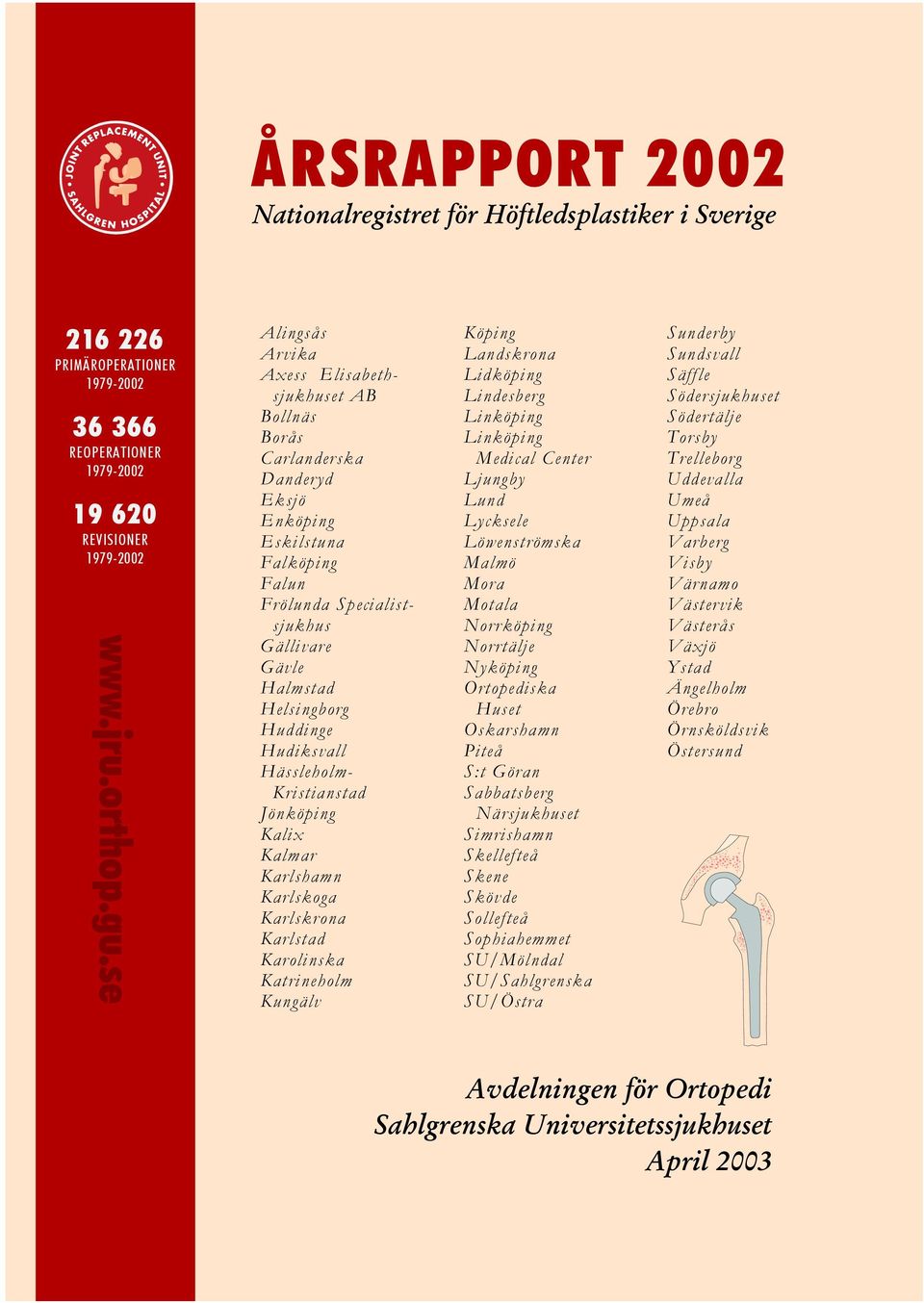 Karlshamn Karlskoga Karlskrona Karlstad Karolinska Katrineholm Kungälv Köping Landskrona Lidköping Lindesberg Linköping Linköping Medical Center Ljungby Lund Lycksele Löwenströmska Malmö Mora Motala