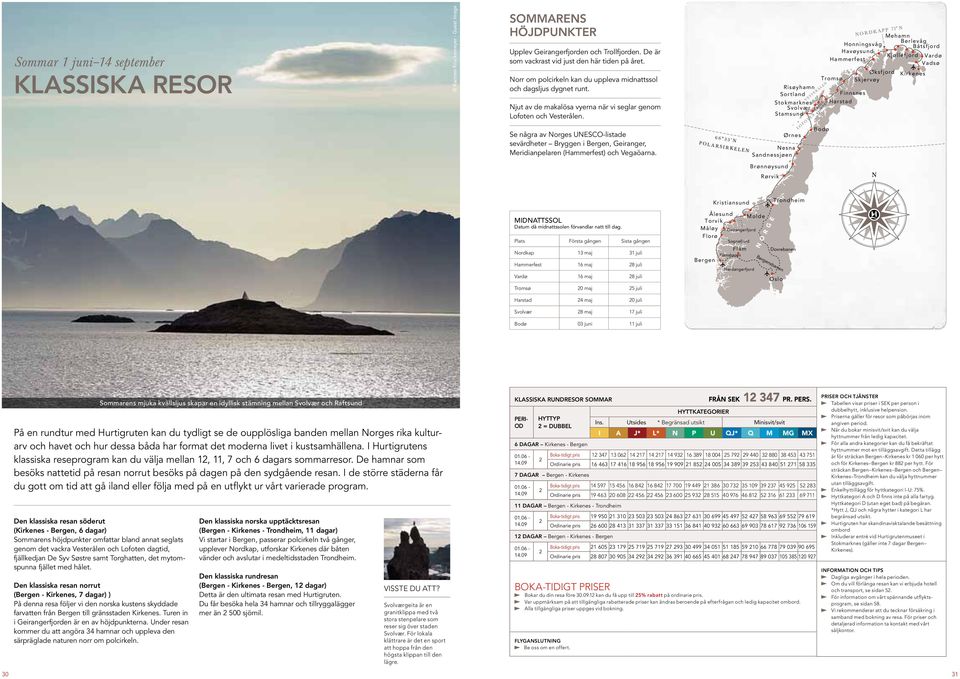 Se några av Norges UNESCO-listade sevärdheter Bryggen i Bergen, Geiranger, Meridianpelaren (Hammerfest) och Vegaöarna.