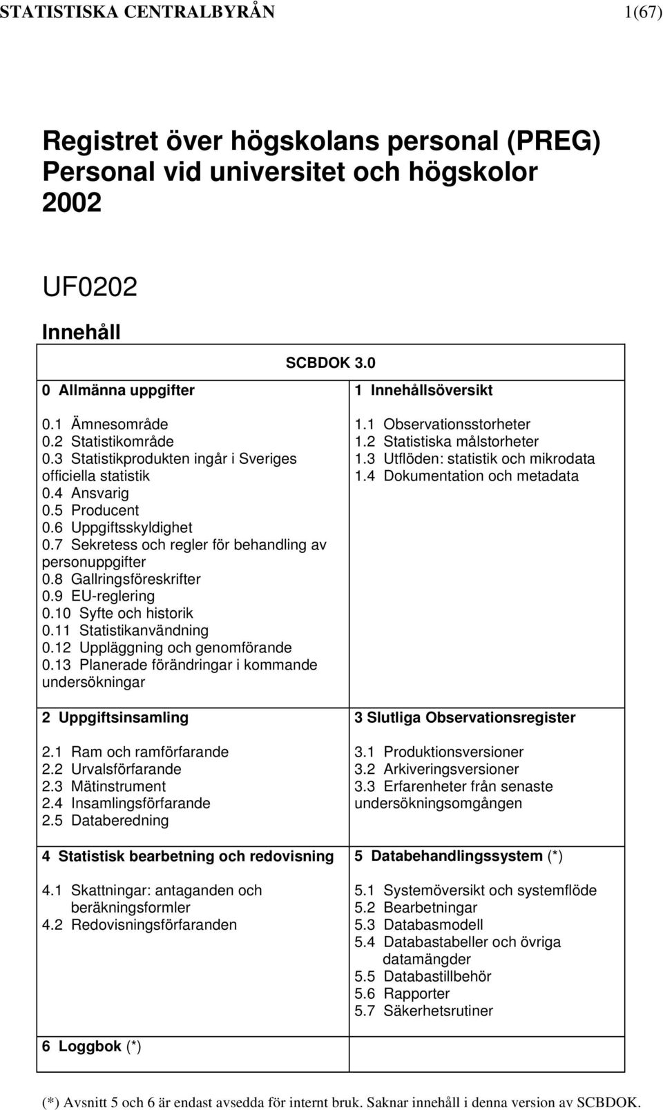 7 Sekretess och regler för behandling av personuppgifter 0.8 Gallringsföreskrifter 0.9 EU-reglering 0.10 Syfte och historik 0.11 Statistikanvändning 0.12 Uppläggning och genomförande 0.