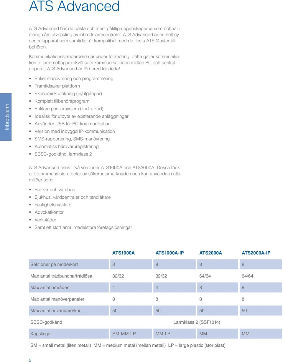 Kommunikationsstandarderna är under förändring, detta gäller kommunikation till larmmottagare likväl som kommunikationen mellan PC och centralapparat. ATS Advanced är förbered för detta!