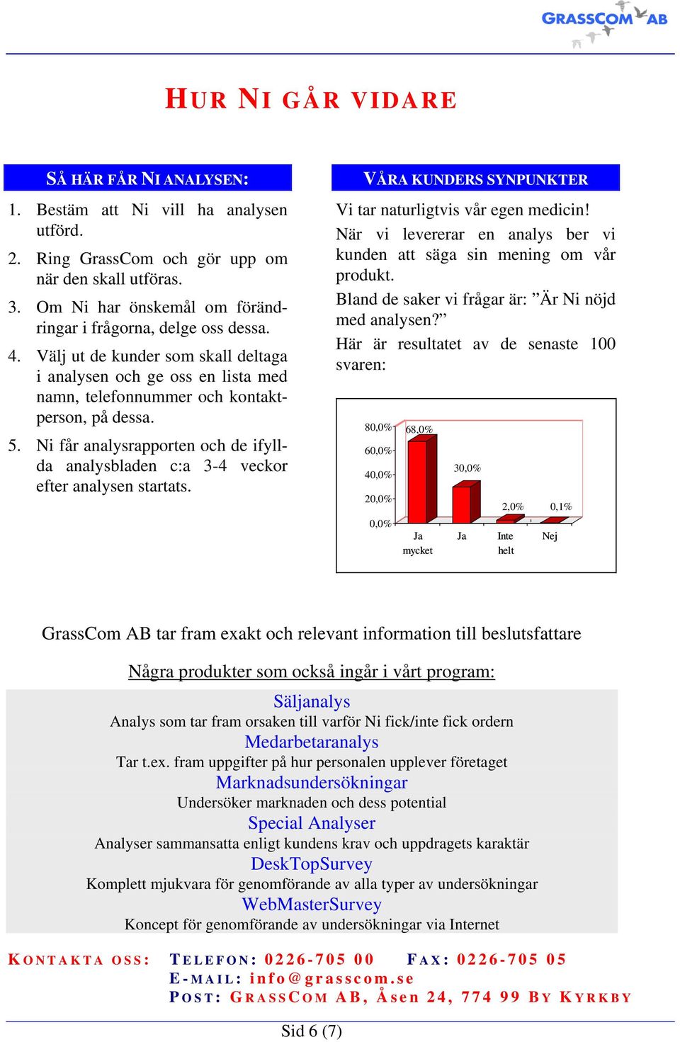 Ni får analysrapporten och de ifyllda analysbladen c:a 3-4 veckor efter analysen startats. VÅRA KUNDERS SYNPUNKTER Vi tar naturligtvis vår egen medicin!