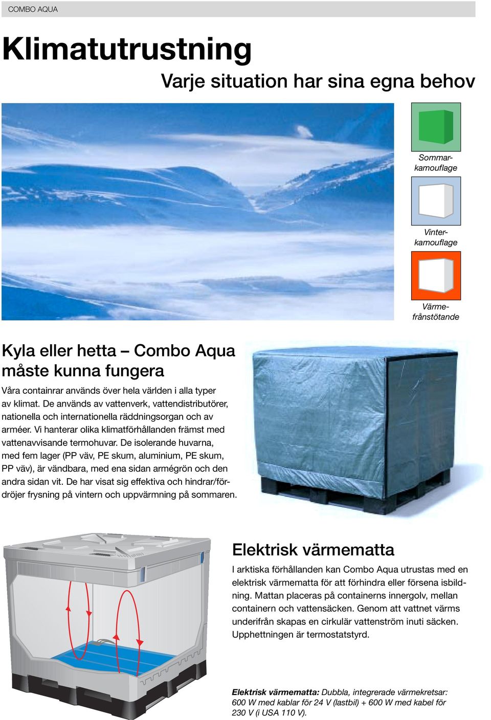 Vi hanterar olika klimatförhållanden främst med vattenavvisande termohuvar.