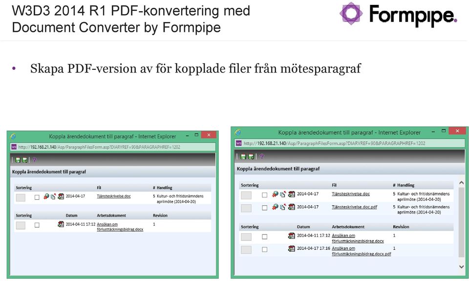 Formpipe Skapa PDF-version av