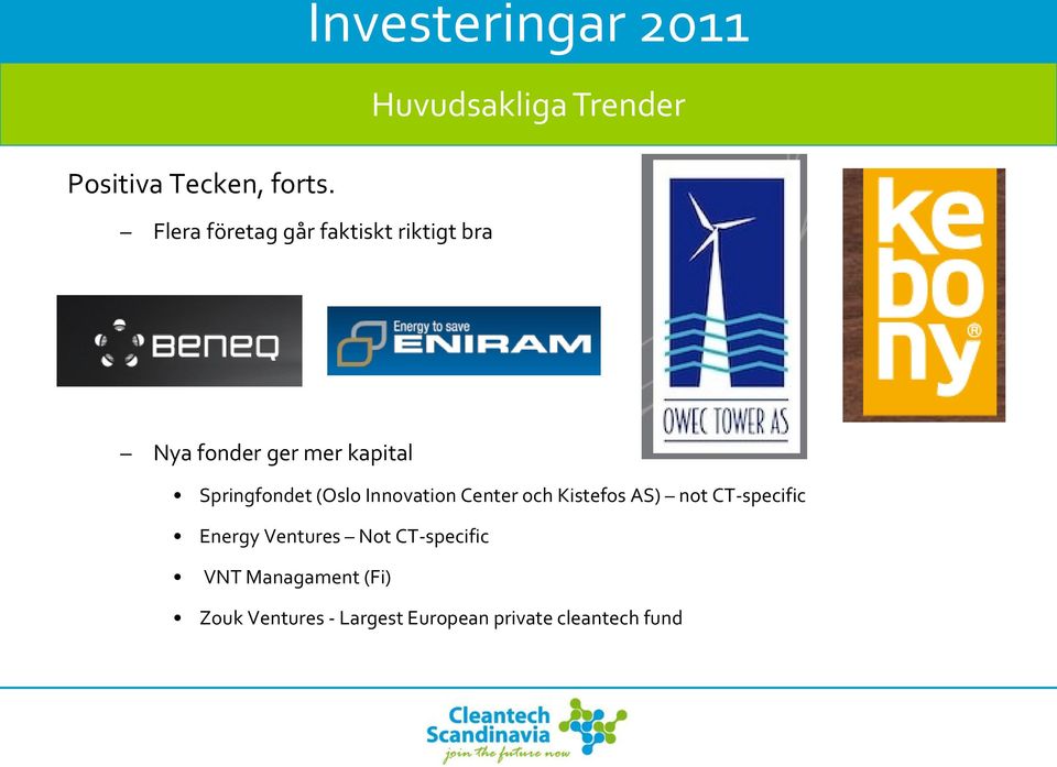 kapital Springfondet (Oslo Innovation Center och Kistefos AS) not CT-specific