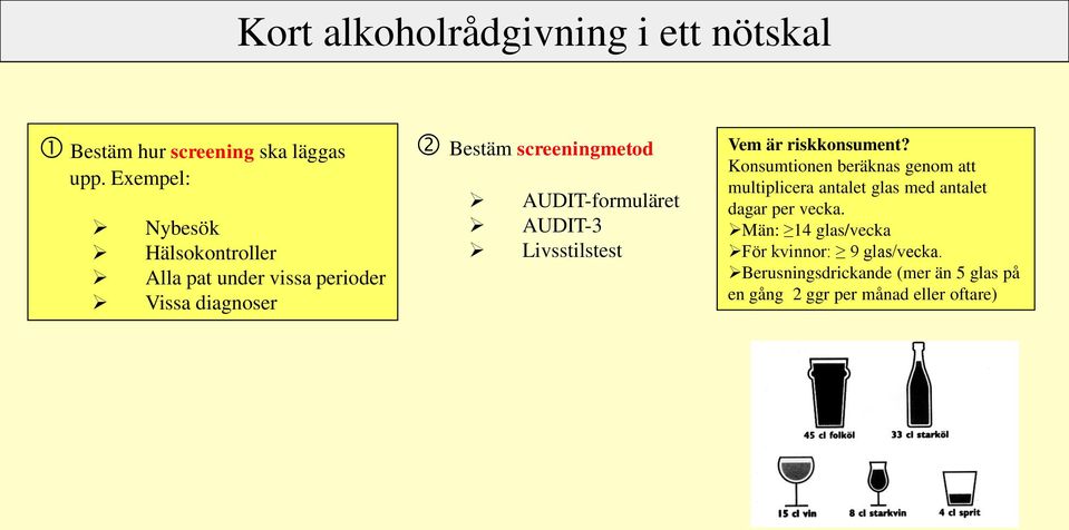 AUDIT-formuläret AUDIT-3 Livsstilstest Vem är riskkonsument?