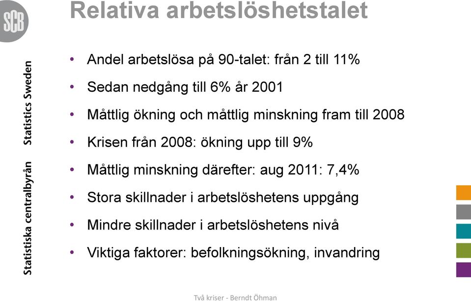 ökning upp till 9% Måttlig minskning därefter: aug 2011: 7,4% Stora skillnader i