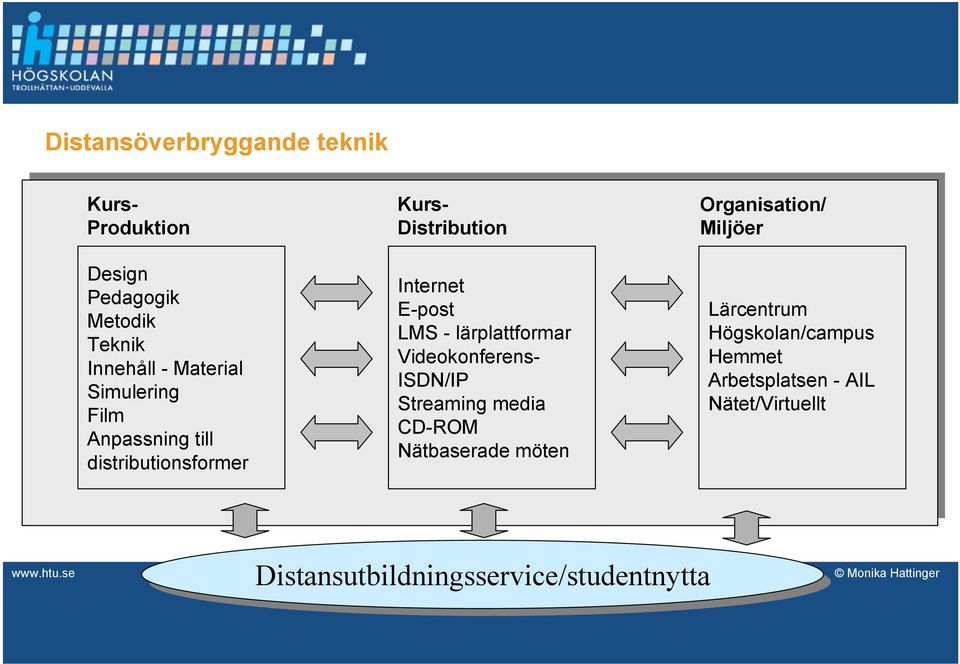 lärplattformar Videokonferens- ISDN/IP Streaming media CD-ROM Nätbaserade möten Organisation/
