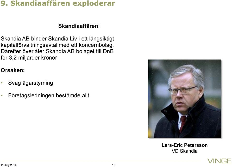 Därefter överlåter Skandia AB bolaget till DnB för 3,2 miljarder kronor