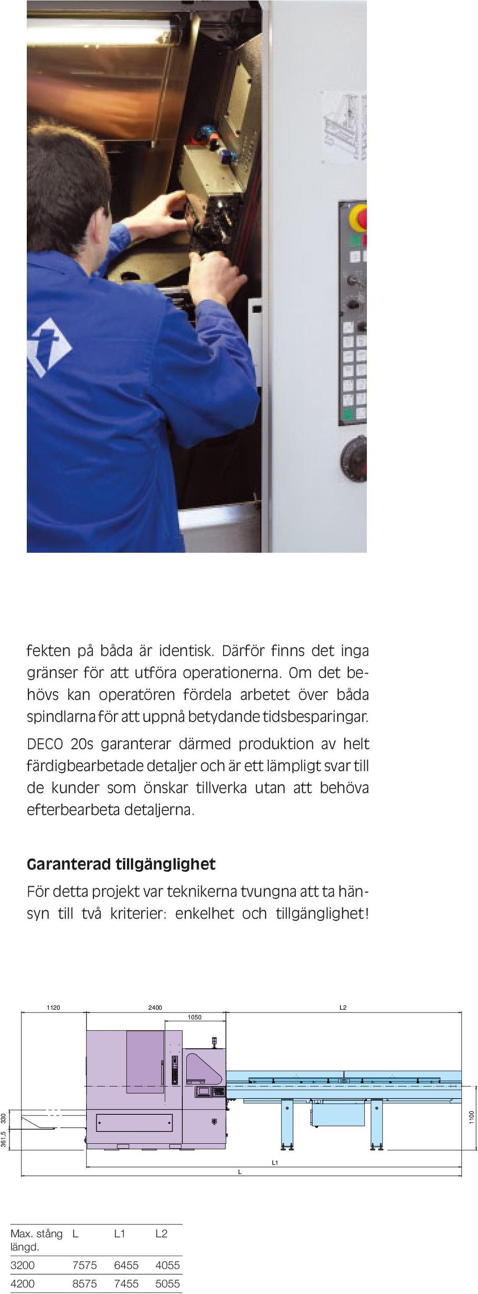 DECO 20s garanterar därmed produktion av helt färdigbearbetade detaljer och är ett lämpligt svar till de kunder som önskar tillverka utan att behöva