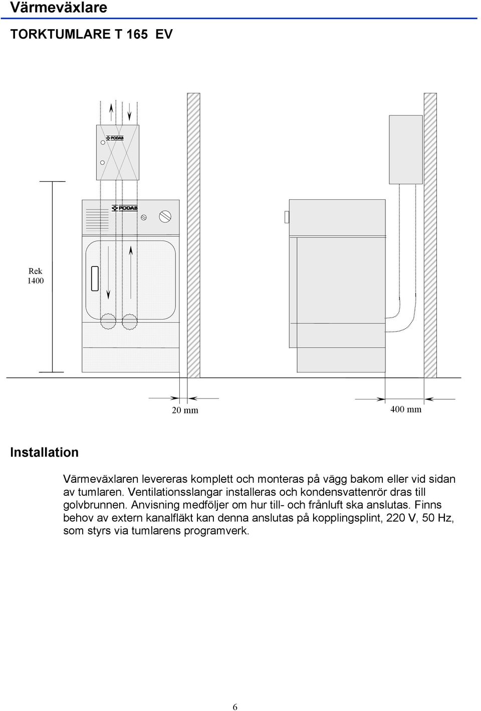 Ventilationsslangar installeras och kondensvattenrör dras till golvbrunnen.