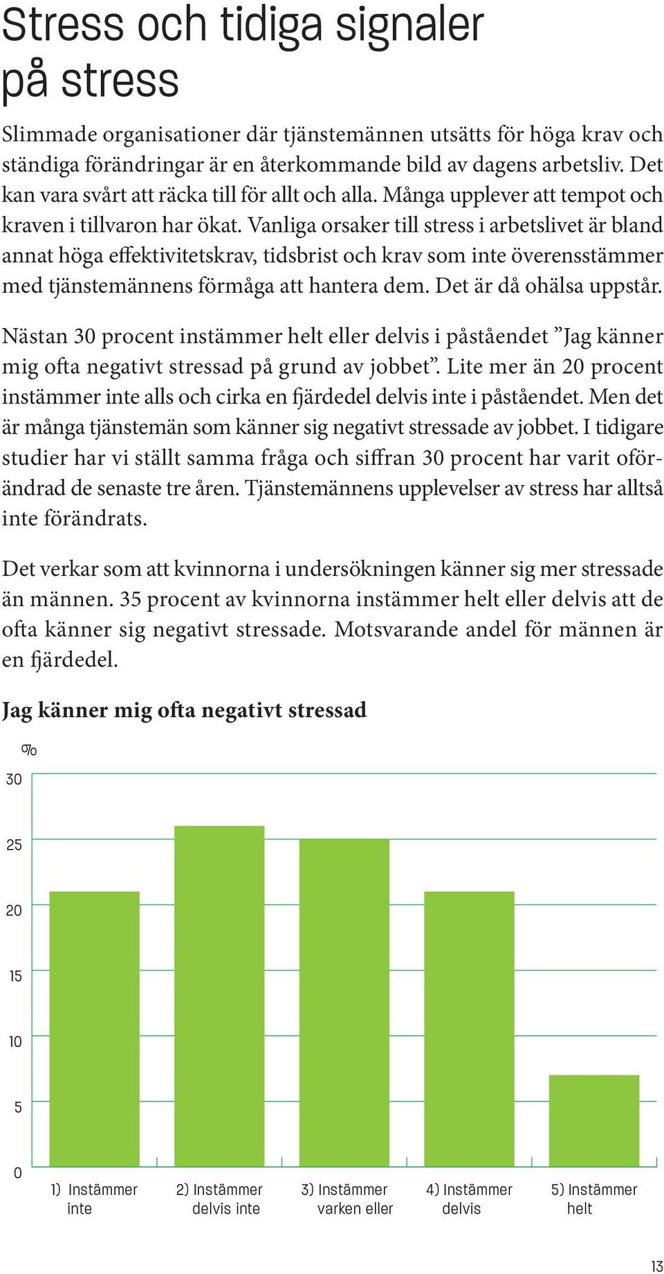 Vanliga orsaker till stress i arbetslivet är bland annat höga effektivitetskrav, tidsbrist och krav som inte överensstämmer med tjänstemännens förmåga att hantera dem. Det är då ohälsa uppstår.