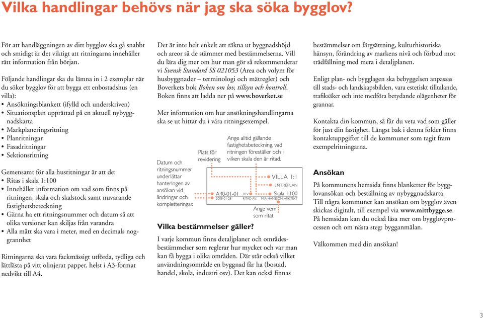 nybyggnadskarta Markplaneringsritning Planritningar Fasadritningar Sektionsritning Gemensamt för alla husritningar är att de: Ritas i skala 1:100 Innehåller information om vad som finns på ritningen,