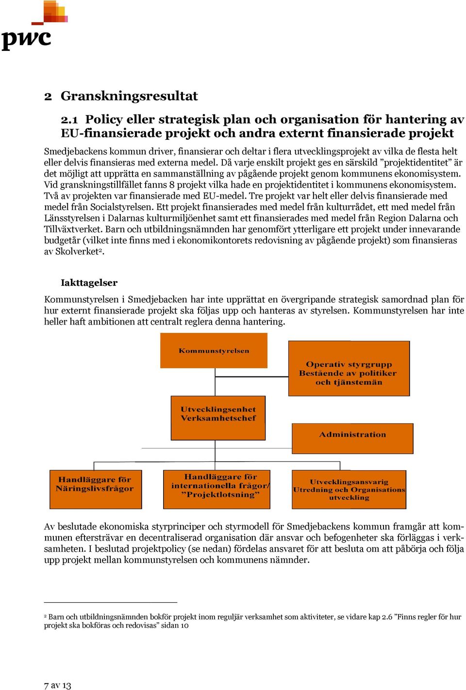 utvecklingsprojekt av vilka de flesta helt eller delvis finansieras med externa medel.