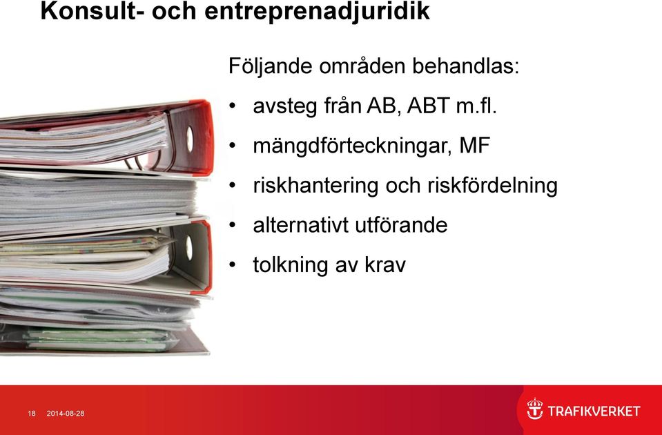 mängdförteckningar, MF riskhantering och