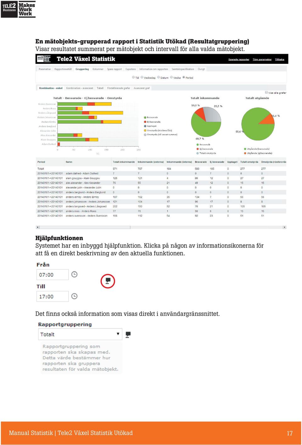 Klicka på någon av informationsikonerna för att få en direkt beskrivning av den aktuella funktionen.