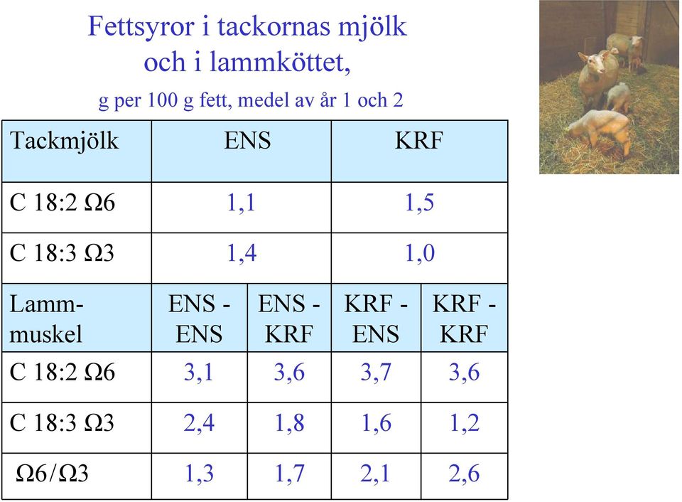 1,4 1,0 Lammmuskel ENS - ENS ENS - KRF KRF - ENS KRF - KRF C 18:2