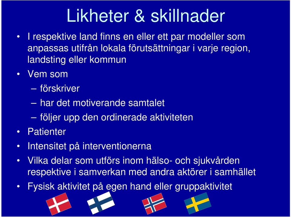 följer upp den ordinerade aktiviteten Patienter Intensitet på interventionerna Vilka delar som utförs inom