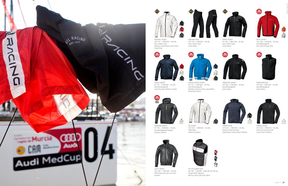 Stripe 811 121 2 200 SEK XS XXL Gore Windstopper Med Blue, Northern Navy, Spray White, Deep Ocean Green Power WS Jacket 1011 635 2 500 SEK XS XXL Gore Windstopper Power WS Vest 1011 636 2 000 SEK XS