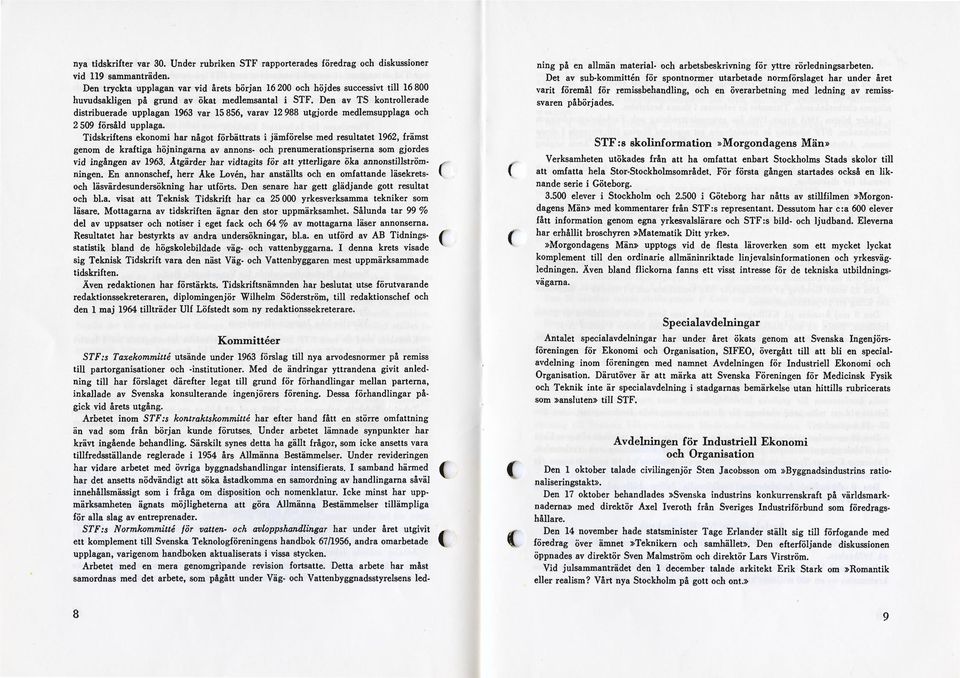 Den av TS kontrollerade distribuerade upplagan 1963 var 15 856, varav 12 988 utgjorde medlemsupplaga och 2 509 försåld upplaga.