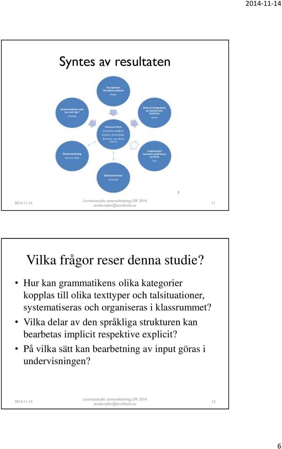 talsituationer, systematiseras och organiseras i klassrummet?