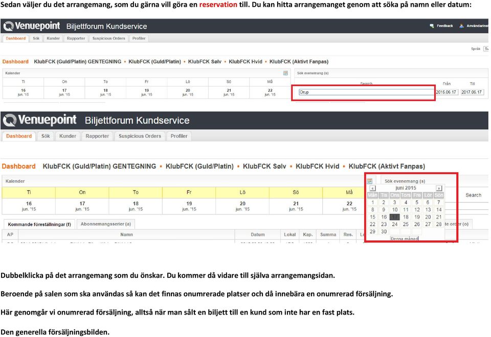 Du kommer då vidare till själva arrangemangsidan.