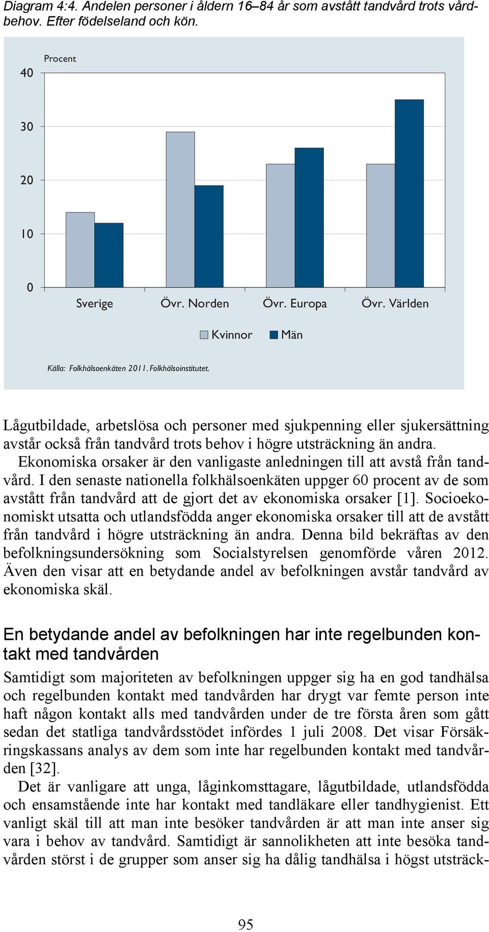 Lågutbildade, arbetslösa och personer med sjukpenning eller sjukersättning avstår också från tandvård trots behov i högre utsträckning än andra.