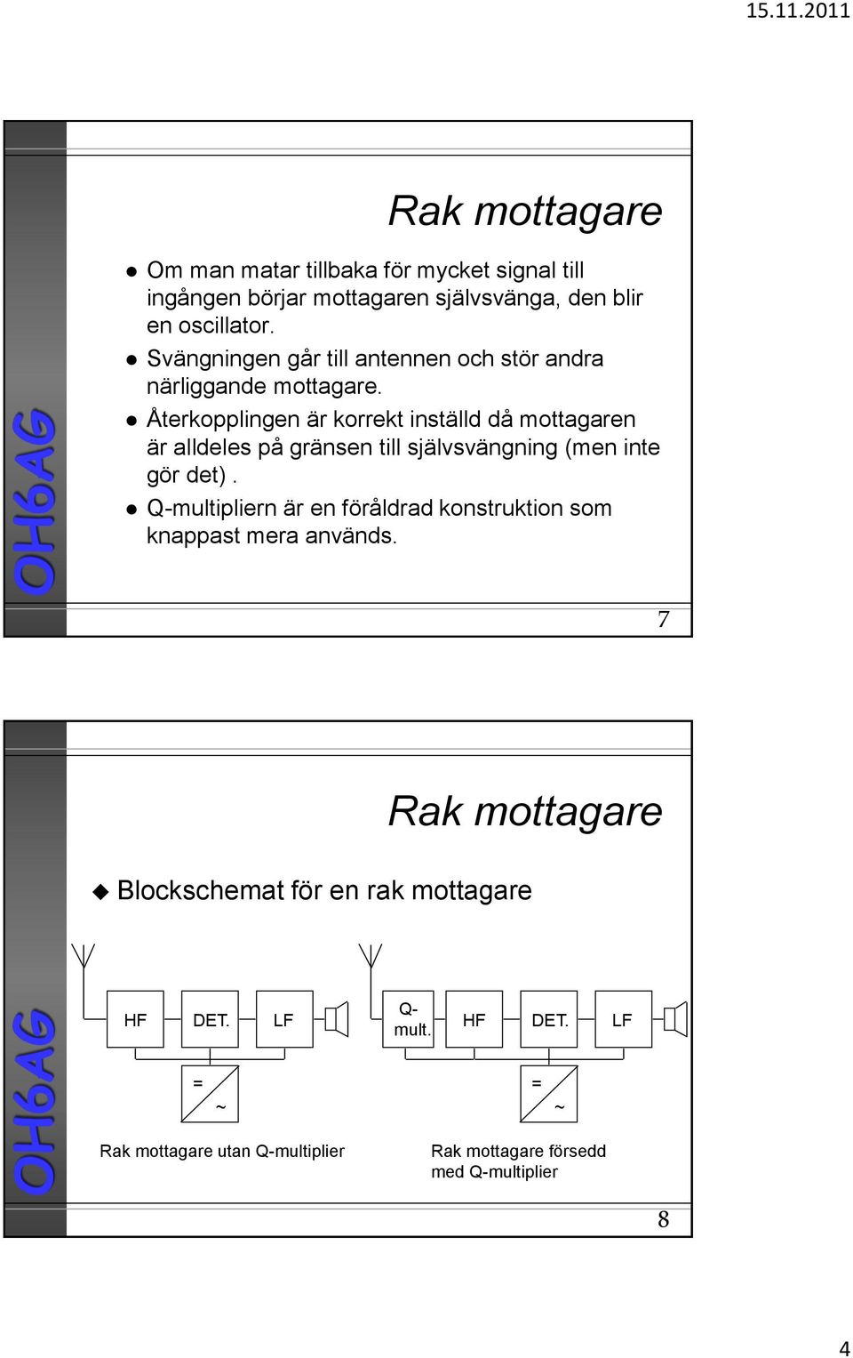 Återkopplingen är korrekt inställd då mottagaren är alldeles på gränsen till självsvängning (men inte gör det).