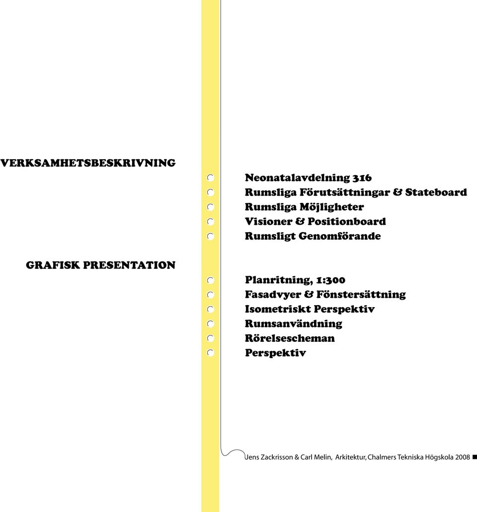 Genomförande Planritning, 1:300 Fasadvyer & Fönstersättning Isometriskt Perspektiv