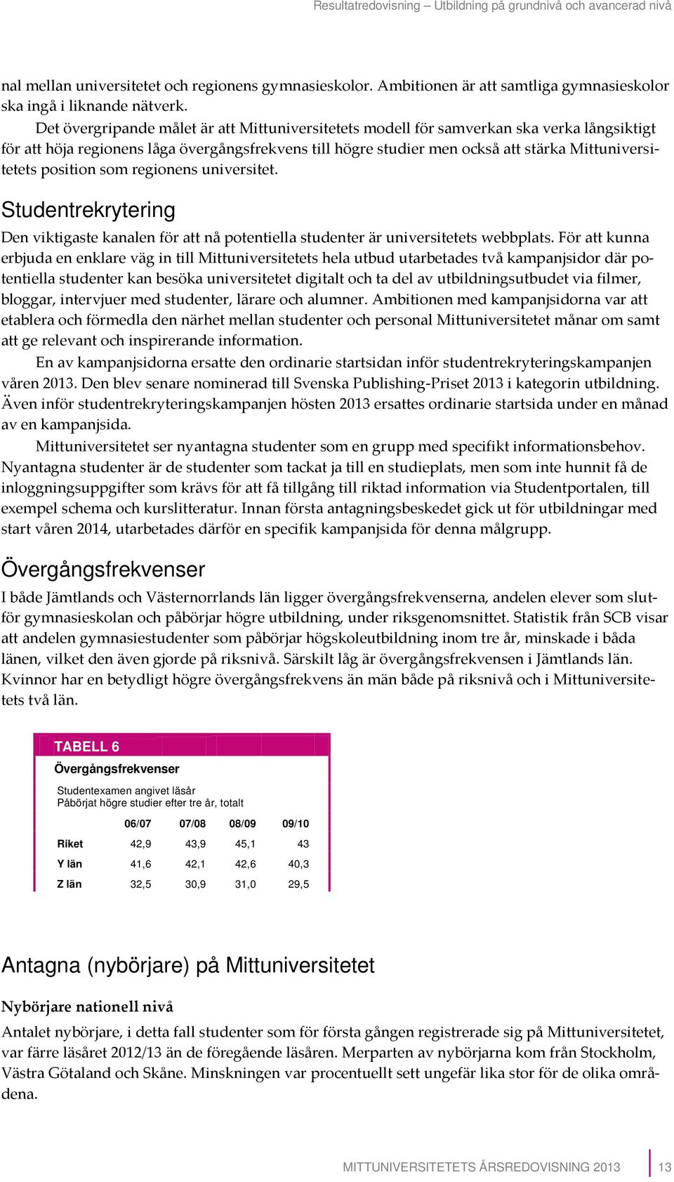 position som regionens universitet. Studentrekrytering Den viktigaste kanalen för att nå potentiella studenter är universitetets webbplats.