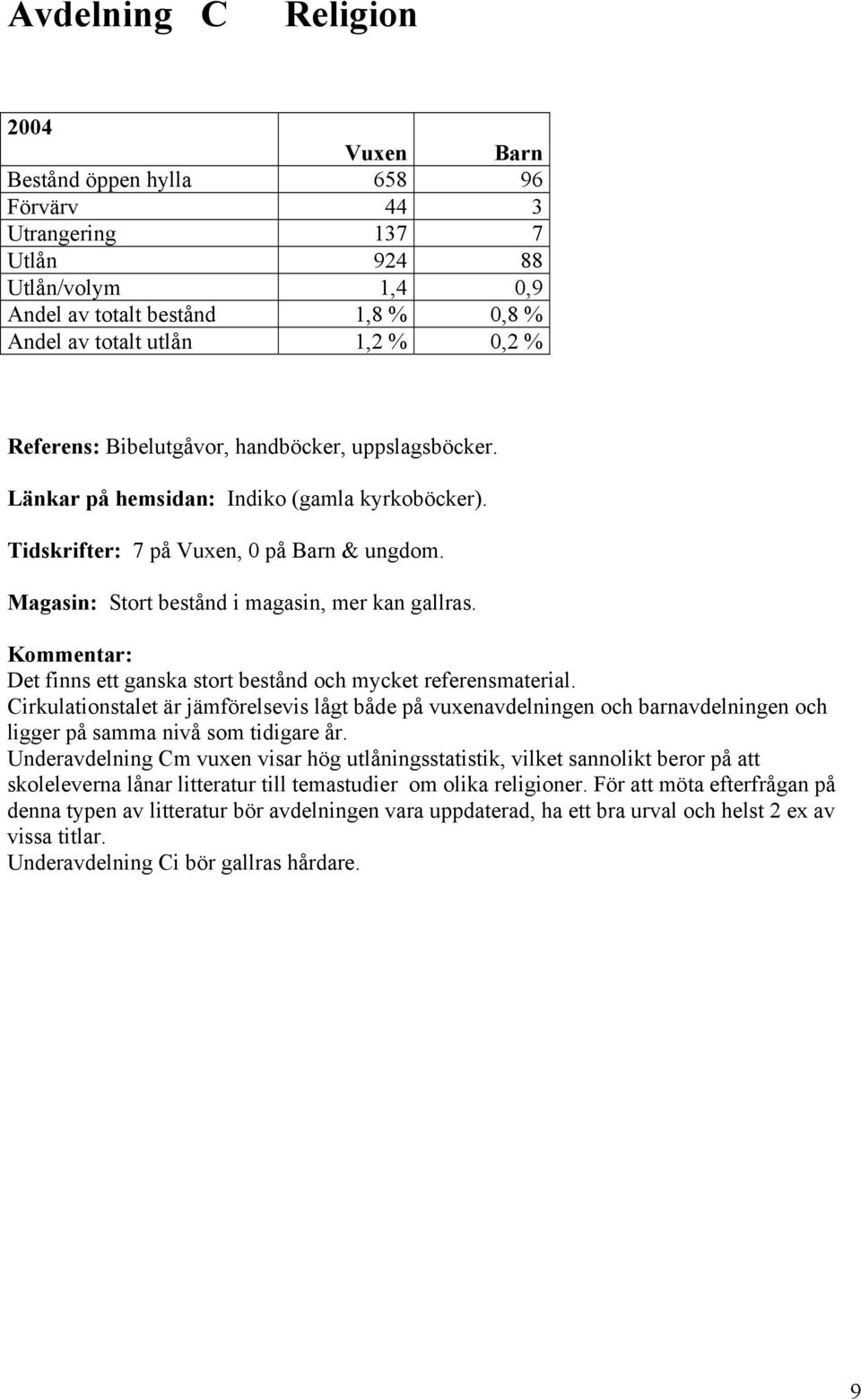 Kommentar: Det finns ett ganska stort bestånd och mycket referensmaterial.