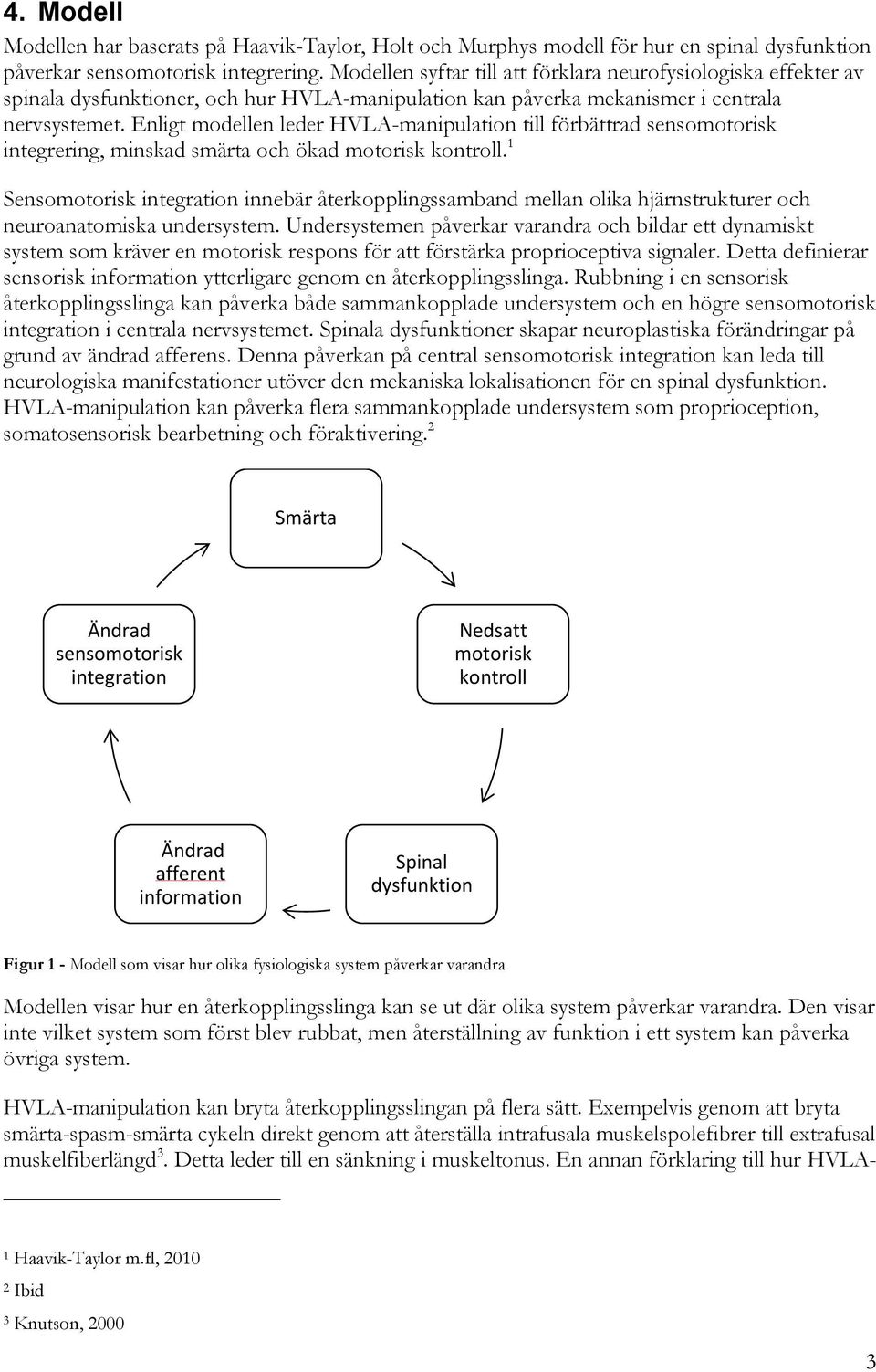 Enligt modellen leder HVLA-manipulation till förbättrad sensomotorisk integrering, minskad smärta och ökad motorisk kontroll.