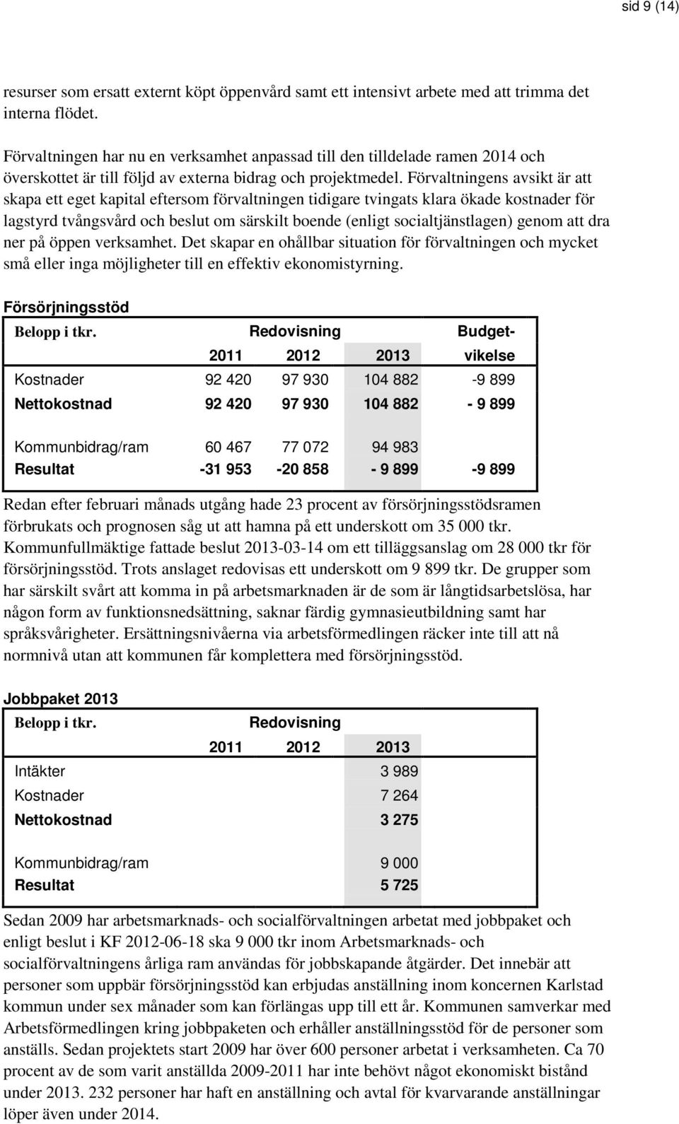 Förvaltningens avsikt är att skapa ett eget kapital eftersom förvaltningen tidigare tvingats klara ökade kostnader för lagstyrd tvångsvård och beslut om särskilt boende (enligt socialtjänstlagen)