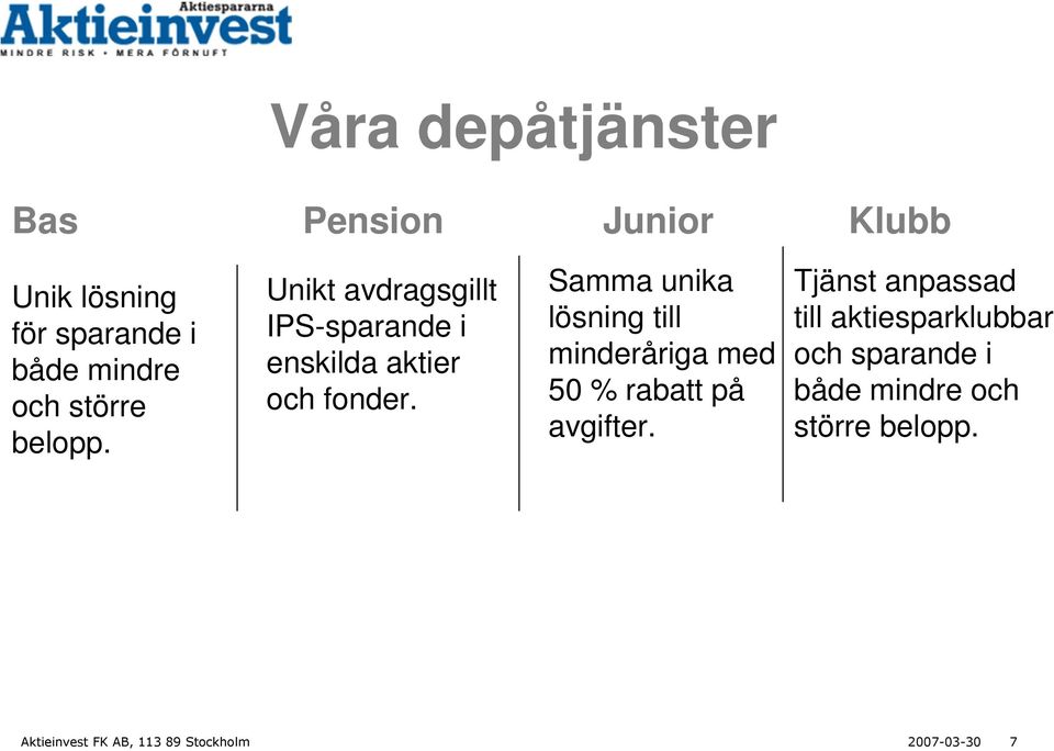 Samma unika lösning till minderåriga med 50 % rabatt på avgifter.