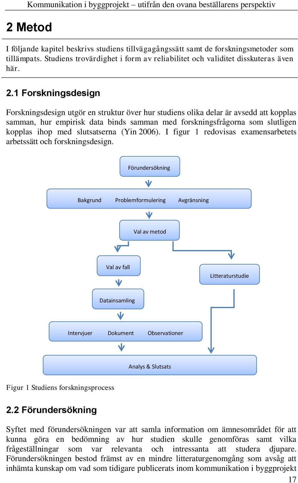 slutsatserna (Yin 2006). I figur 1 redovisas examensarbetets arbetssätt och forskningsdesign.