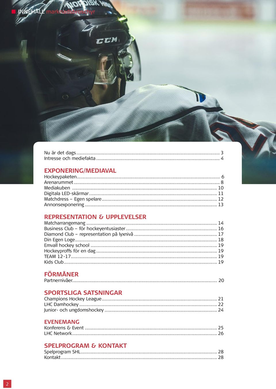 .. 16 Diamond Club representation på lyxnivå... 17 Din Egen Loge... 18 Emvall hockey school... 19 Hockeyproffs för en dag... 19 TEAM 12-17... 19 Kids Club.