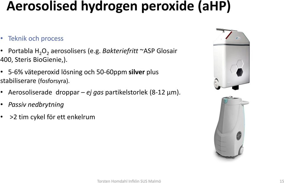 Aerosoliserade droppar ej gas partikelstorlek (8-12 μm).
