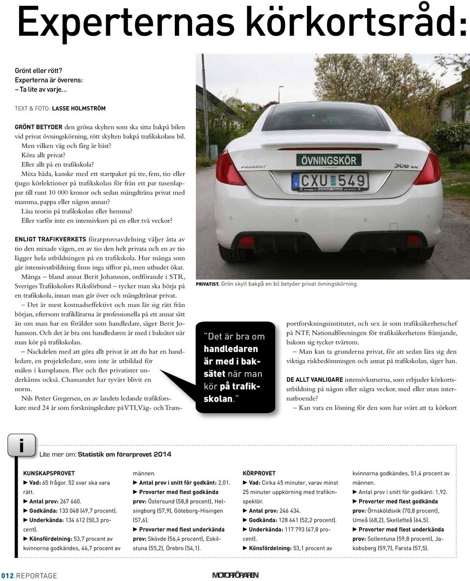 Men vilken väg och färg är bäst? Köra allt privat? Eller allt på en trafikskola?